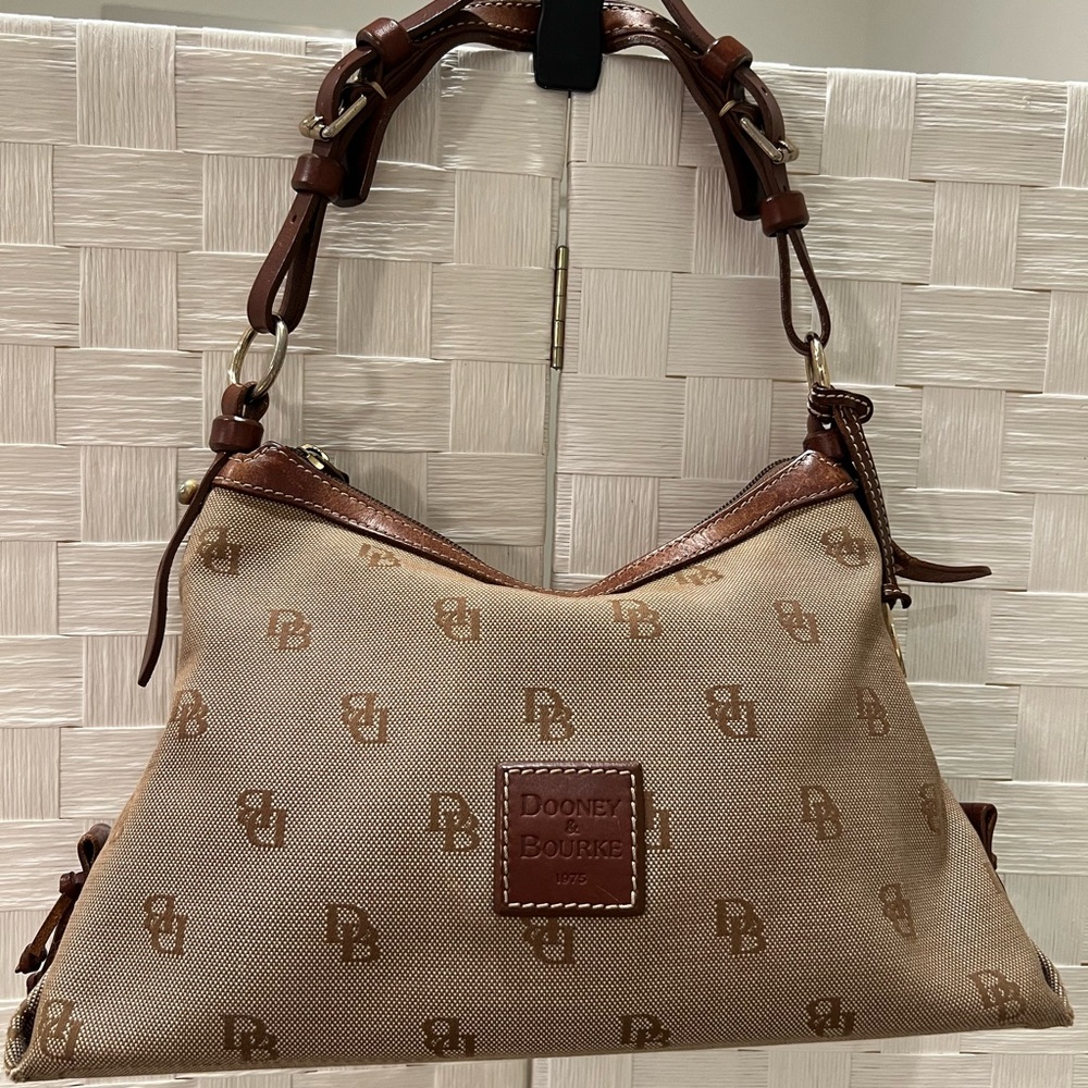 DOONEY & BOURKE | Vintage Canvas and Leather Monogram Shoulder Bag 🦆